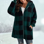 Plaid Winter Jacket with Hood and Pockets | Perfect for Cold Winter Days - Green