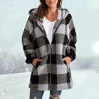 Plaid Winter Jacket with Hood and Pockets | Perfect for Cold Winter Days - Gray