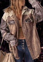 Cropped Corduroy Jacket with Button Placket and Chest Pockets | Perfect for Autumn - Brown