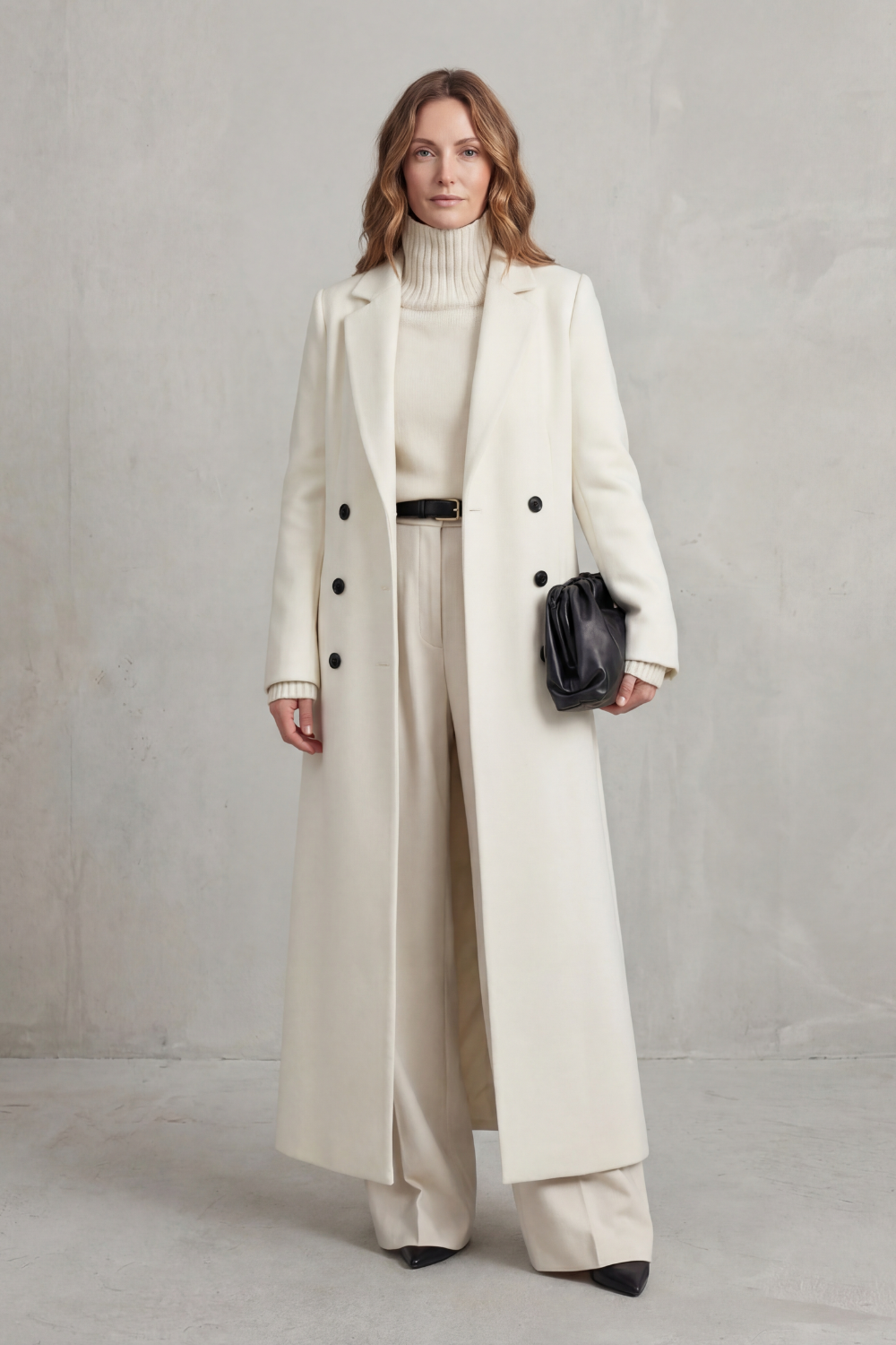 Doppelreihiger Maxi-Mantel für Damen