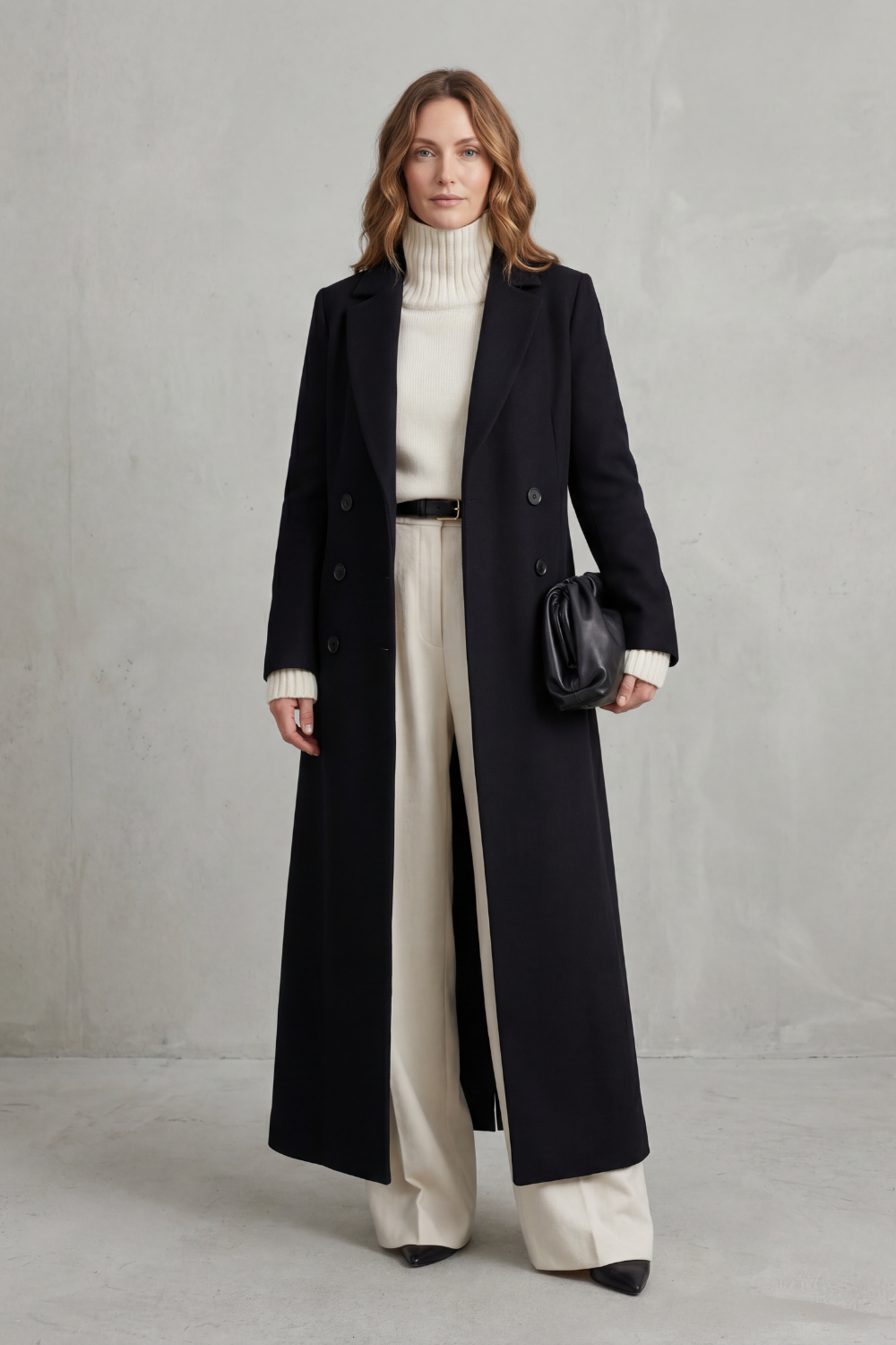 Doppelreihiger Maxi-Mantel für Damen