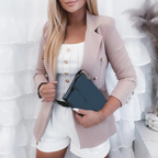 Women's Double-Breasted Vintage Blazer with Structured Cut - Brown