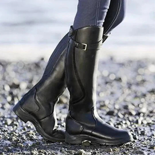 Waterproof Autumn Riding Boots with Non-Slip Sole and Cushioned Insole | Perfect for All Weather Conditions - Black