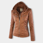 Elegante Damen-Lederjacke mit Kapuze – Modern & Stylisch