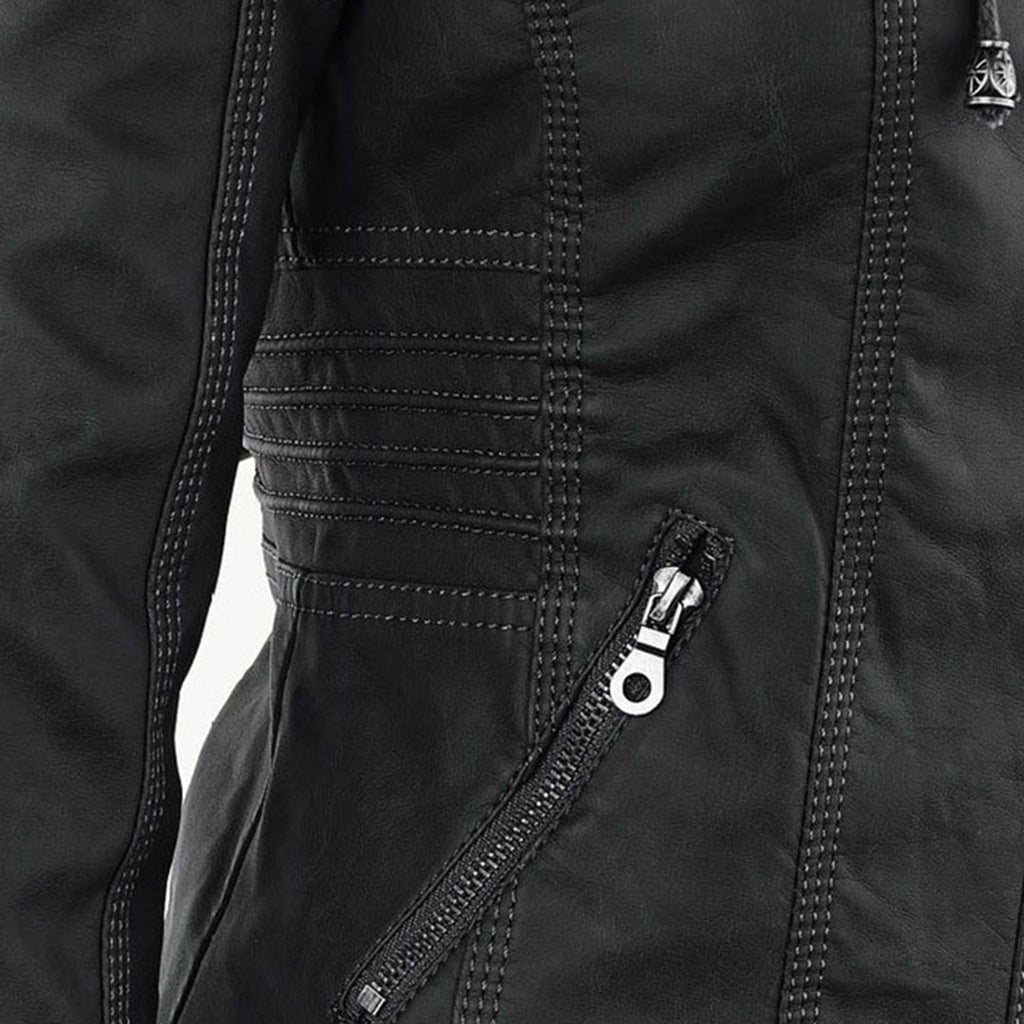 Elegante Damen-Lederjacke mit Kapuze – Modern & Stylisch
