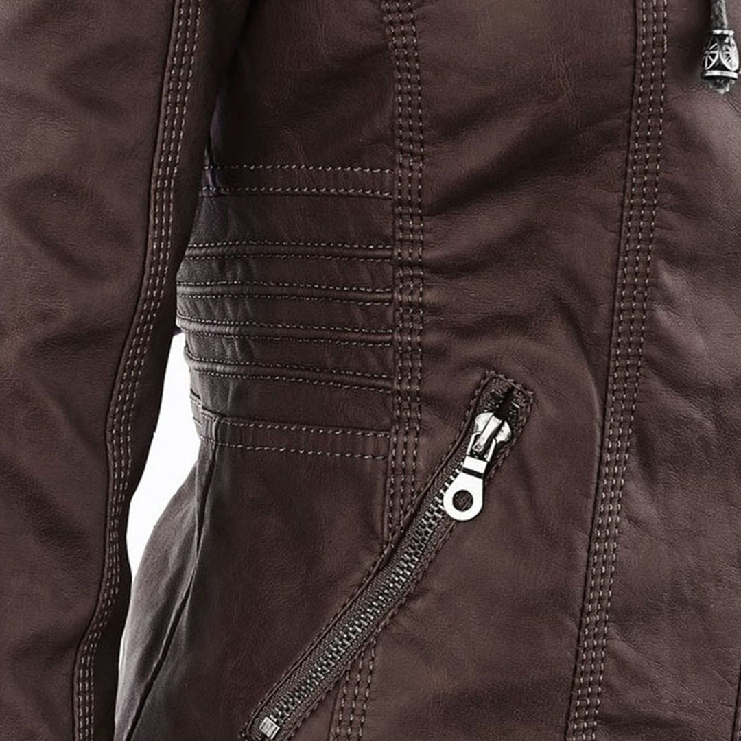 Elegante Damen-Lederjacke mit Kapuze – Modern & Stylisch