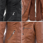 Elegante Damen-Lederjacke mit Kapuze – Modern & Stylisch