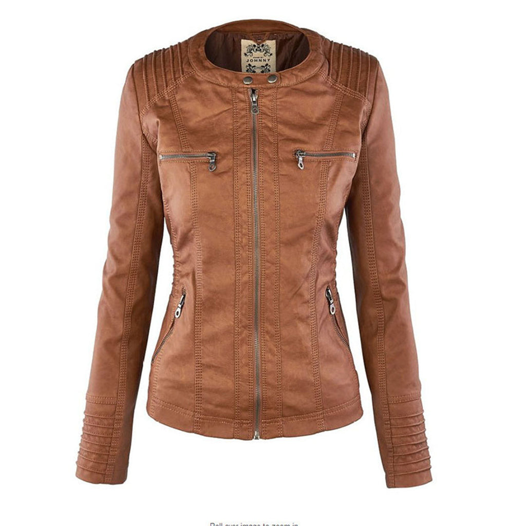 Elegante Damen-Lederjacke mit Kapuze – Modern & Stylisch