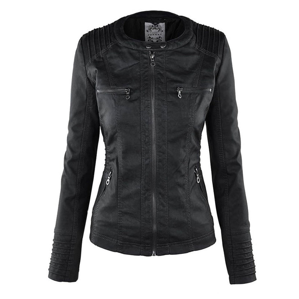Elegante Damen-Lederjacke mit Kapuze – Modern & Stylisch