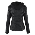 Elegante Damen-Lederjacke mit Kapuze – Modern & Stylisch