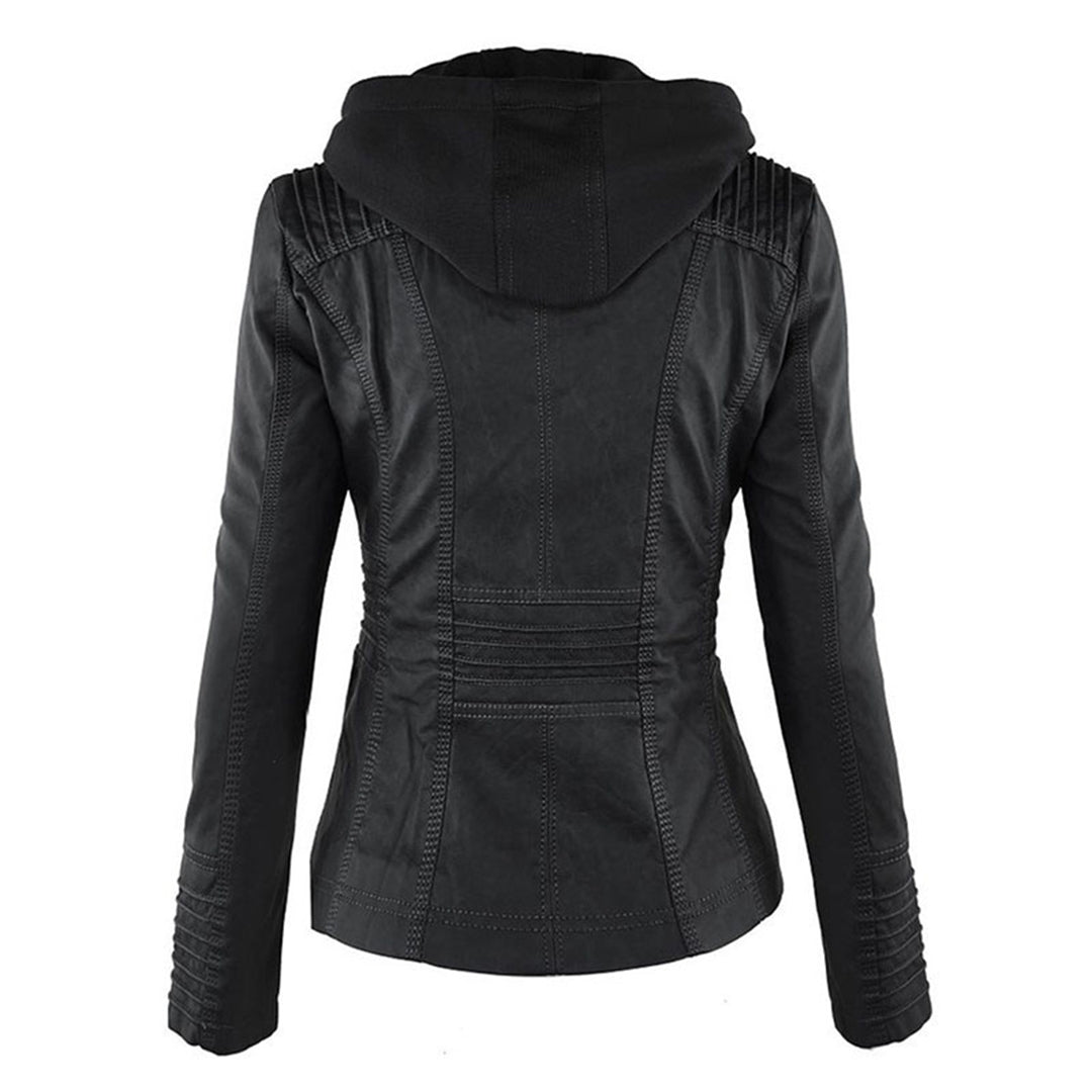 Elegante Damen-Lederjacke mit Kapuze – Modern & Stylisch