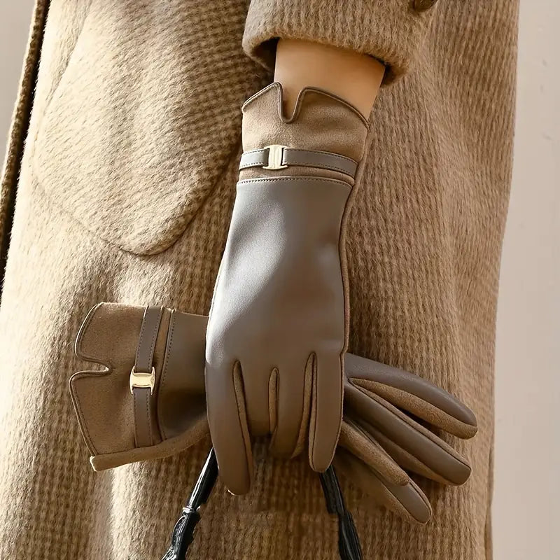 Damen-Winter-Lederhandschuhe