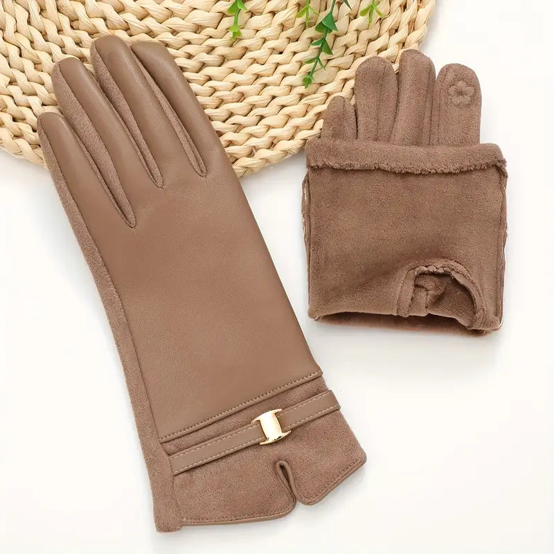 Damen-Winter-Lederhandschuhe