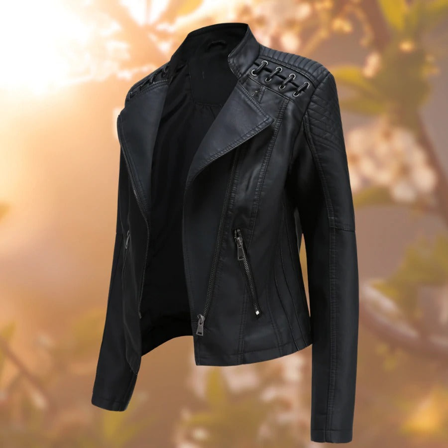 Schmal geschnittene Motorrad-Lederjacke für Damen – schlank & stilvoll