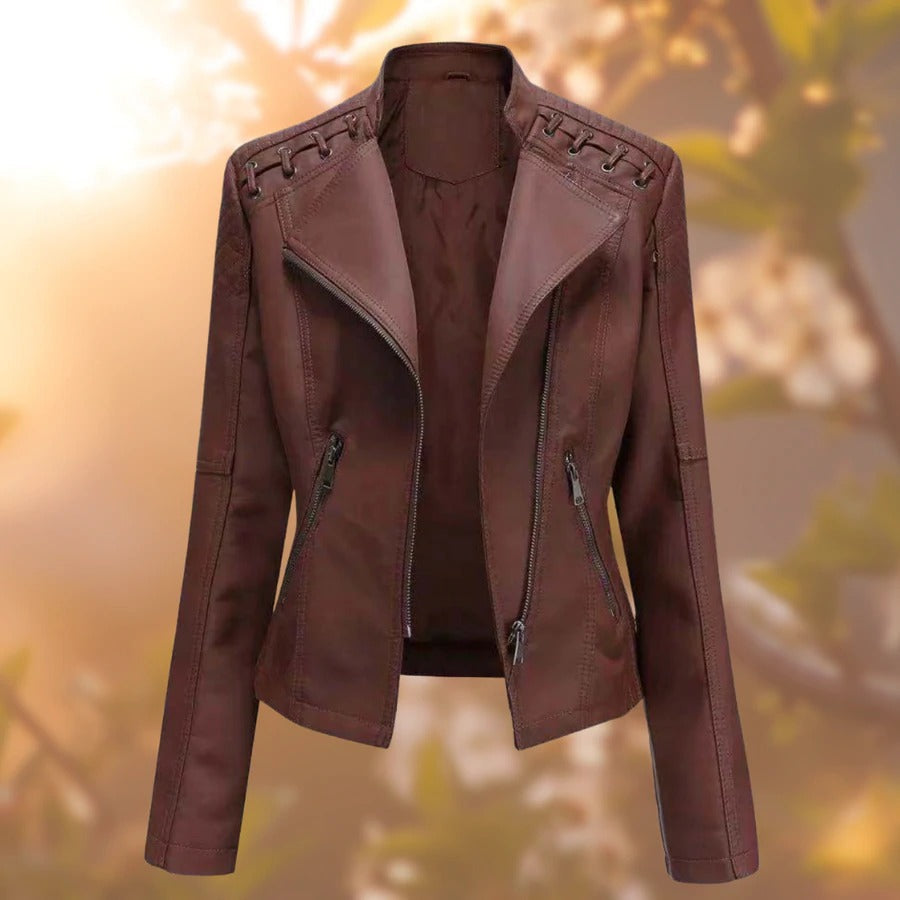 Schmal geschnittene Motorrad-Lederjacke für Damen – schlank & stilvoll