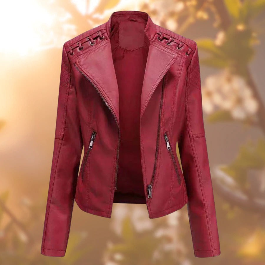 Schmal geschnittene Motorrad-Lederjacke für Damen – schlank & stilvoll