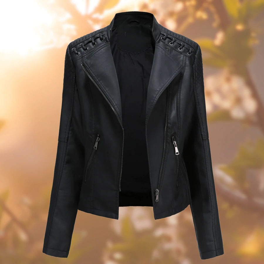 Schmal geschnittene Motorrad-Lederjacke für Damen – schlank & stilvoll