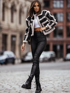 Damen edgy Jacke mit geometrischen Nähten