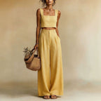 Women’s Flowy Top & Wide-Leg Palazzo Pants Set