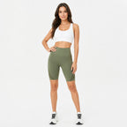 Radlerhose Damen High Waist – Sport Shorts mit Handytasche