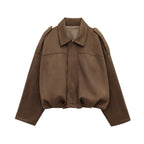 Chaqueta bomber corta y oversize con cremallera para mujer