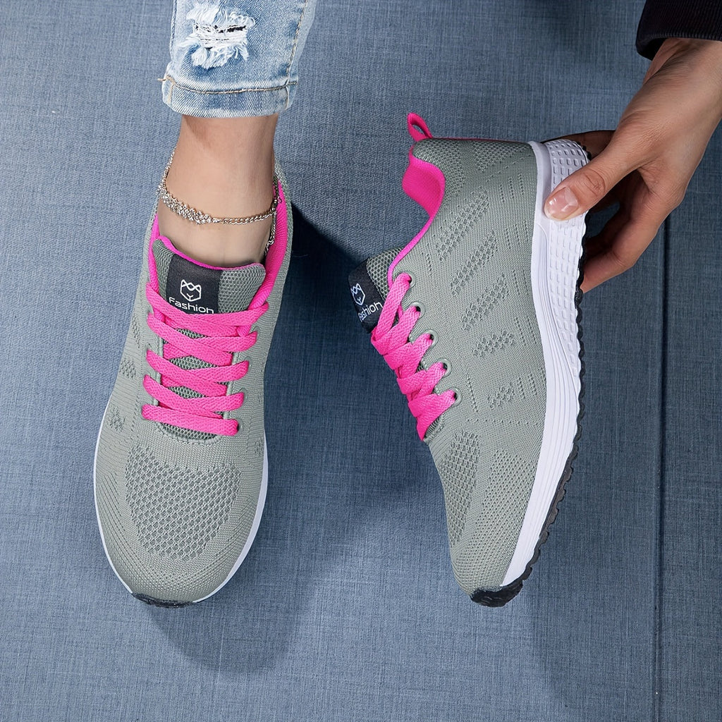 Lightweight Breathable Knit Sneakers with Cushioned Sole | Perfect for Autumn - Gray
