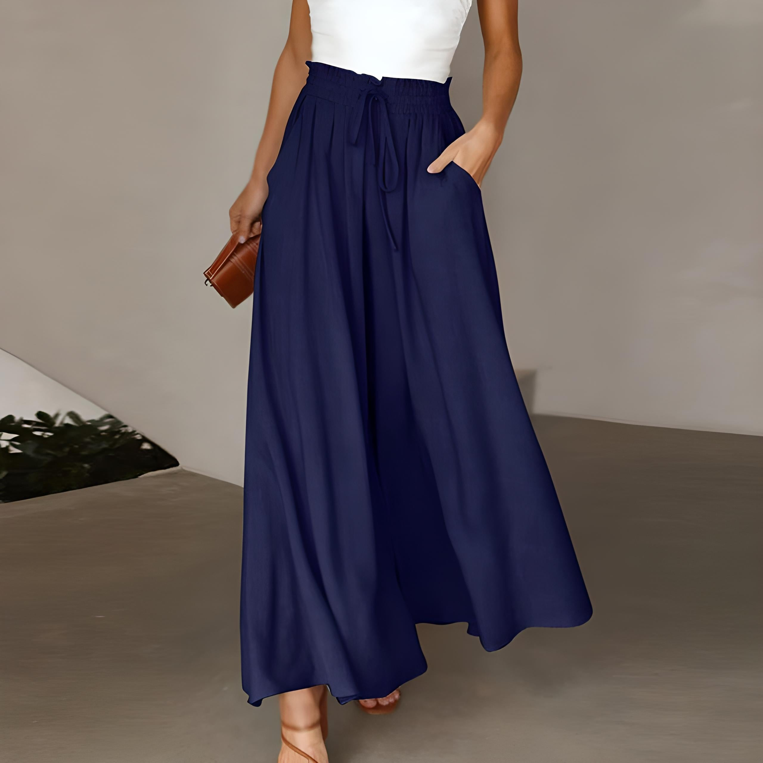Women Effortlessly Chic Classic Wide Leg Pants