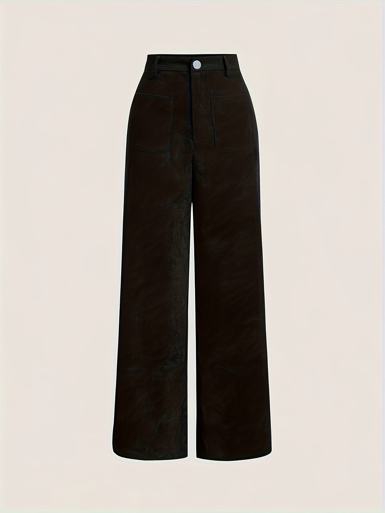 All-Season High Waist Wide Leg Corduroy Trousers for Women, Button Front & Pockets