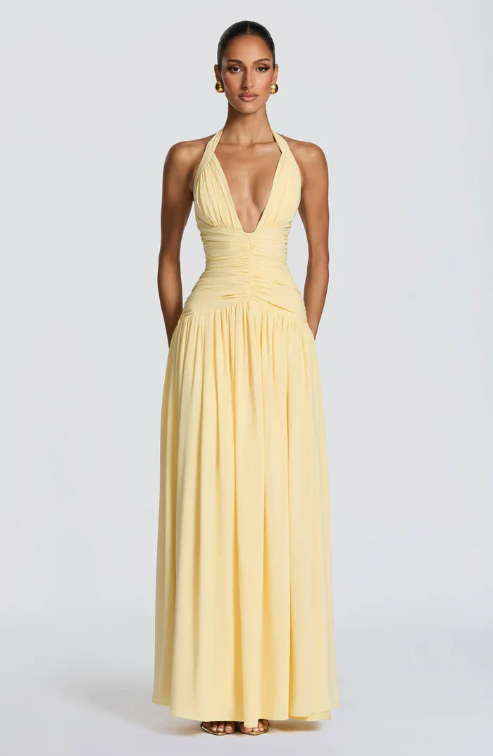 Sleeveless Women's Maxi Dress with a V Neck | Flowy Summer Dress