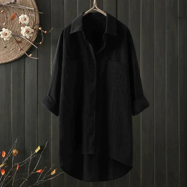 Long-Sleeve Women's Blouse with Elegant Cut | Perfect for Autumn & Winter - Black