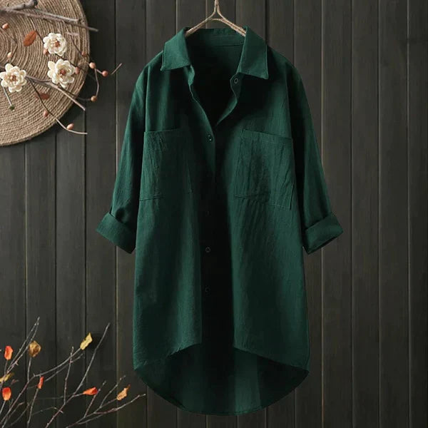 Long-Sleeve Women's Blouse with Elegant Cut | Perfect for Autumn & Winter - Green