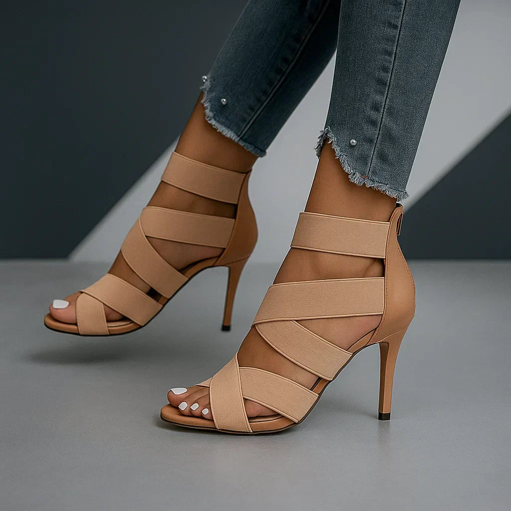 Zapatos de tacón de aguja para mujer con tira cruzada