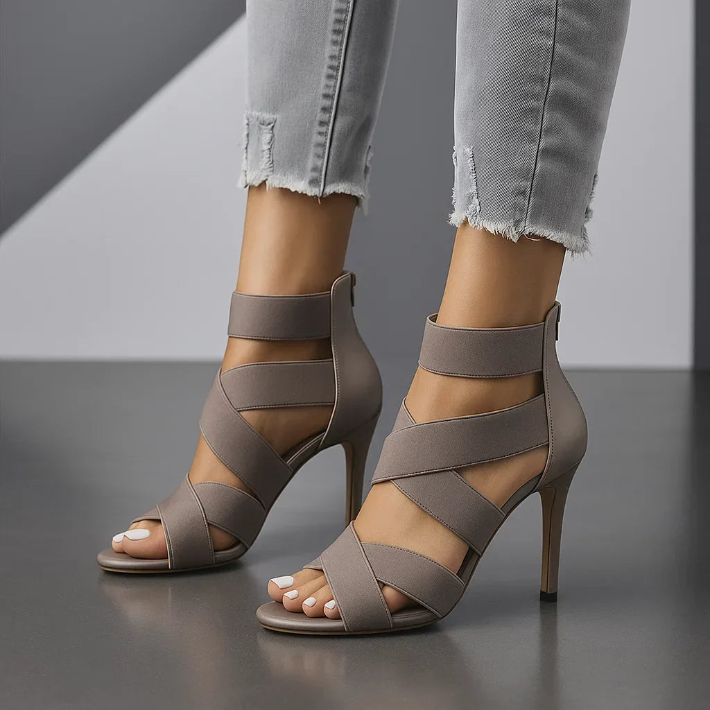 Zapatos de tacón de aguja para mujer con tira cruzada