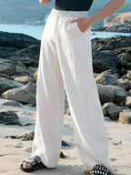 Classic Breezy Pure Linen Wide Leg Women Pants