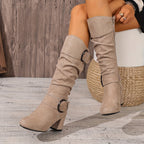Women's Slouch Block Heel Knee High Boots
