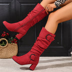 Women's Slouch Block Heel Knee High Boots