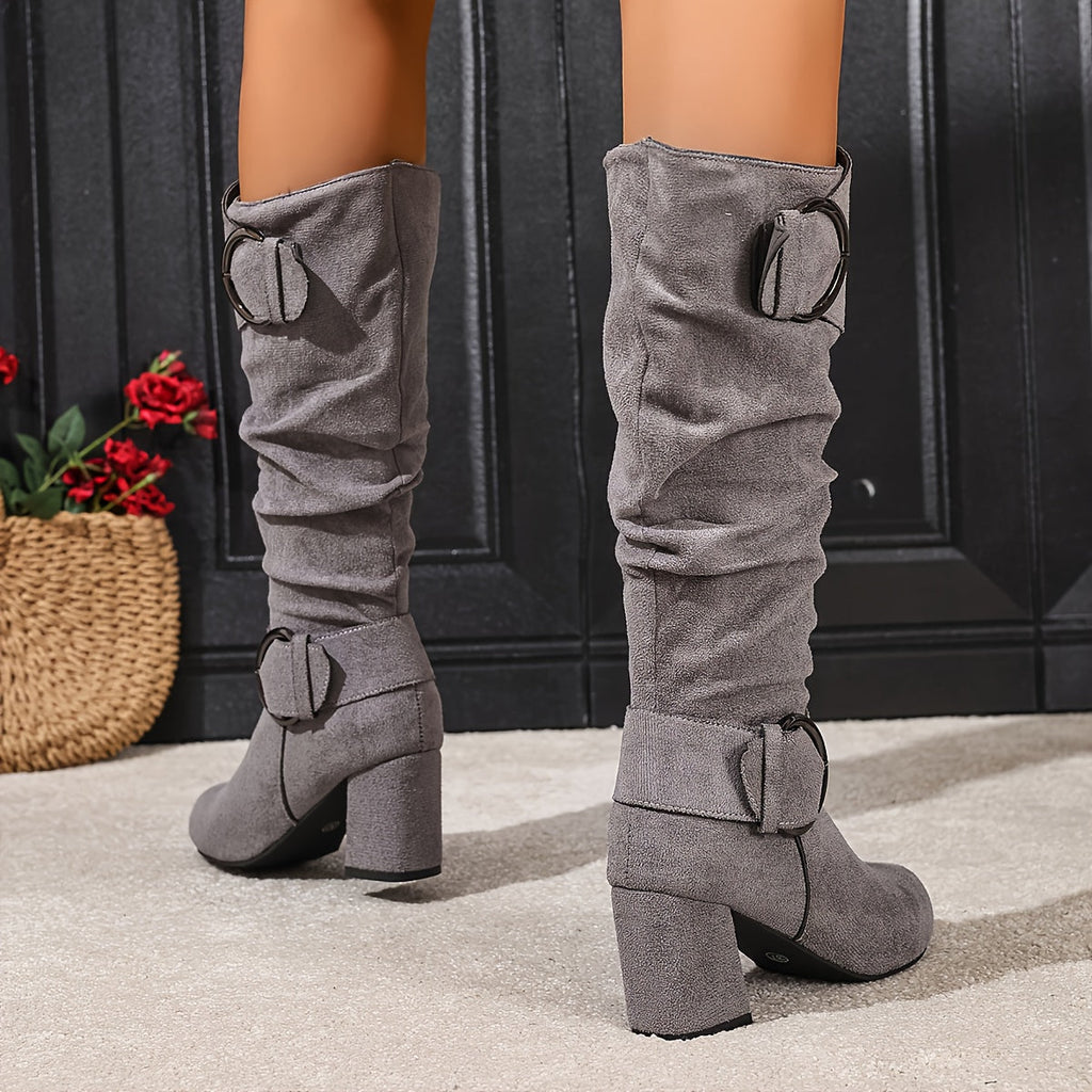 Women's Slouch Block Heel Knee High Boots