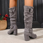 Women's Slouch Block Heel Knee High Boots