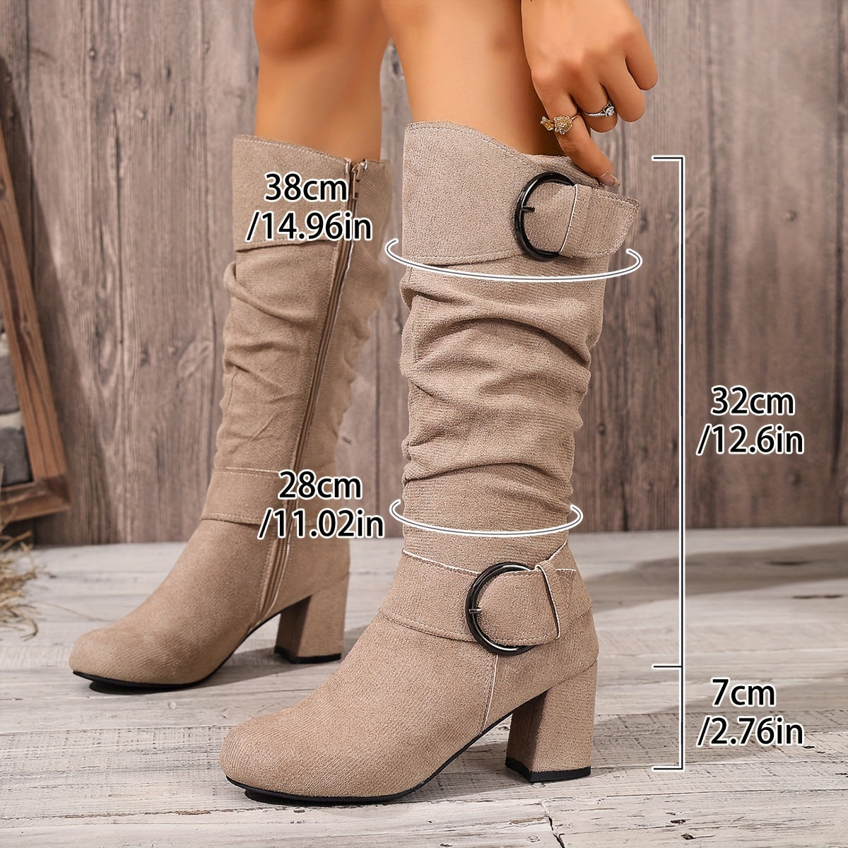 Women's Slouch Block Heel Knee High Boots
