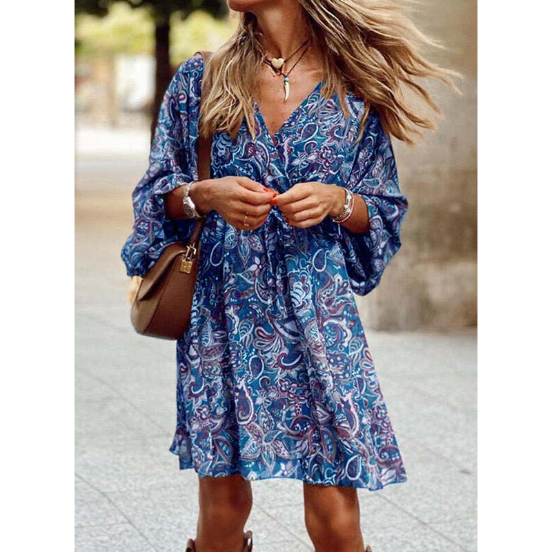 Lola - Summer Breeze Boho Dress for Women - Blue