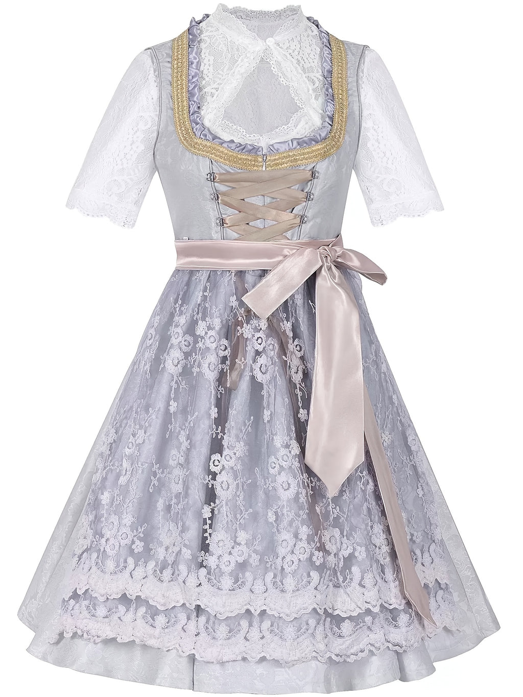 Dirndl Damen Oktoberfest Kostüm | Trachtenkleid mit Corsage & Trägerrock