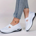 Women's Orthopedic Slip-On Walking Sneakers with Breathable Mesh and Wide Fit - White