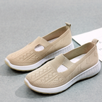 Women's Orthopedic Slip-On Walking Sneakers with Breathable Mesh and Wide Fit - Khaki