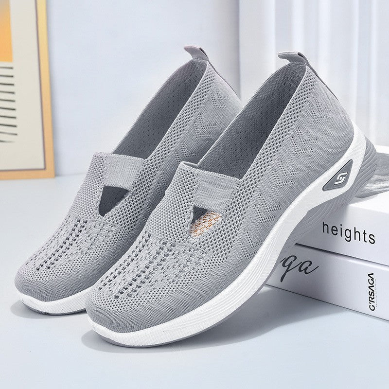 Women's Orthopedic Slip-On Walking Sneakers with Breathable Mesh and Wide Fit - Wine Red