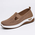 Women's Orthopedic Slip-On Walking Sneakers with Breathable Mesh and Wide Fit - Coffee
