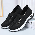 Women's Orthopedic Slip-On Walking Sneakers with Breathable Mesh and Wide Fit - Black