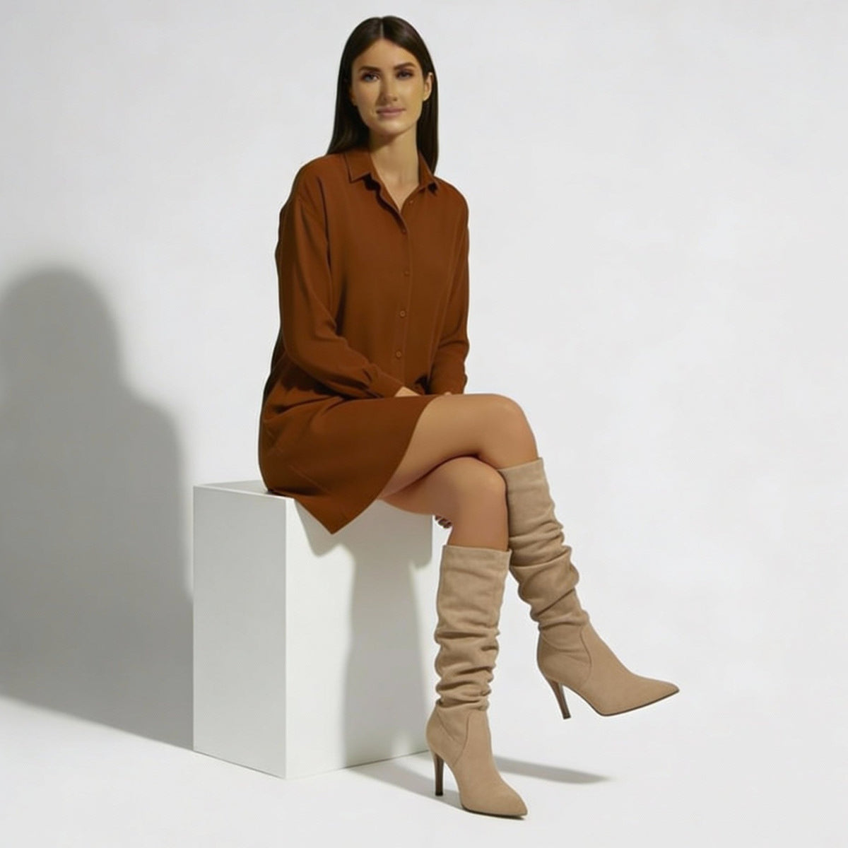 Women's Stiletto Heel Boots - Elegant Suede