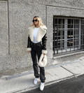 Stylische Damen-Lederjacke mit Pelzdetail