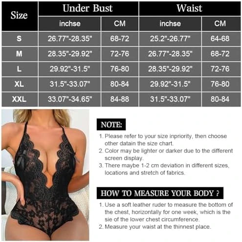 Lace Babydoll Bodysuit - Size Chart