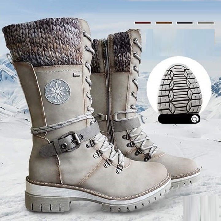 Women's Knit Cuff Lace-Up Winter Boots